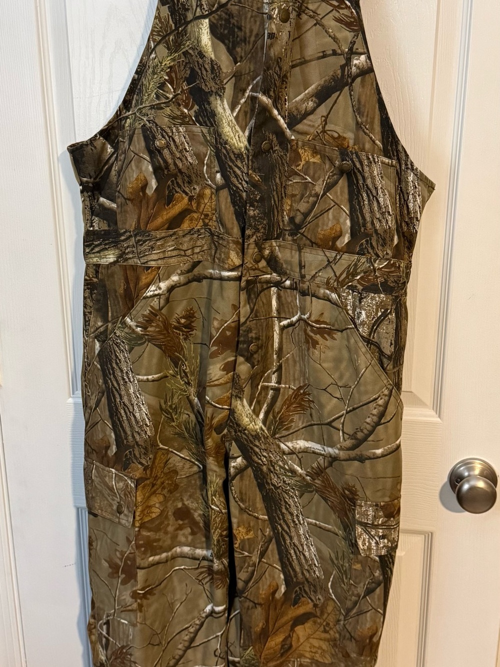 Cabela's Men's Realtree-Style Camouflage Bib Overalls in Brown and Green